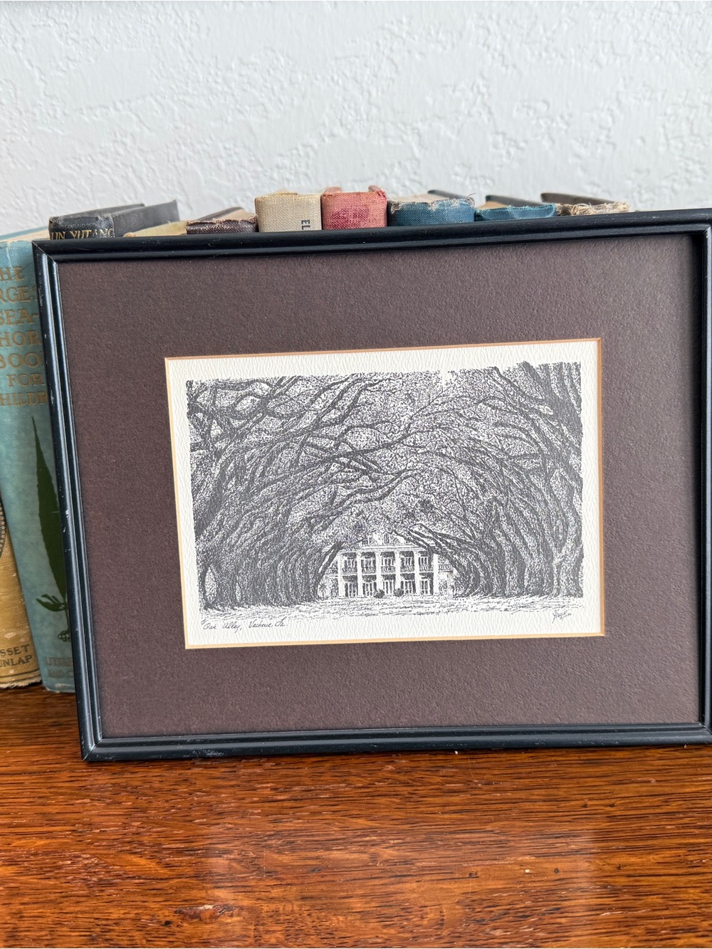 Vintage Oak Alley Plantation Giclée Print – Signed, Matted, Framed 8×10 - Picture 9 of 17
